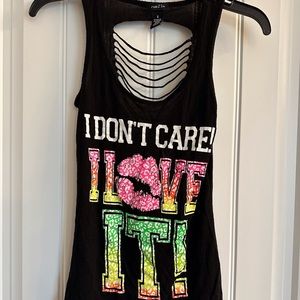 Rue 21 Graphic Tank I don’t care I love it -Small